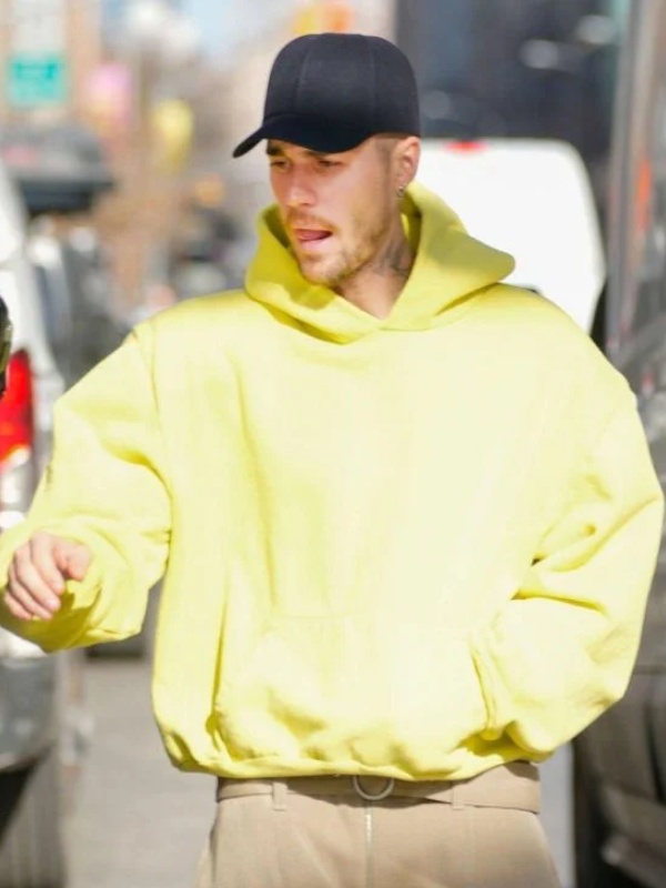 Justin Bieber 2025 NYC Yellow Hoodie Justin Bieber 2025 NYC Yellow Hoodie
