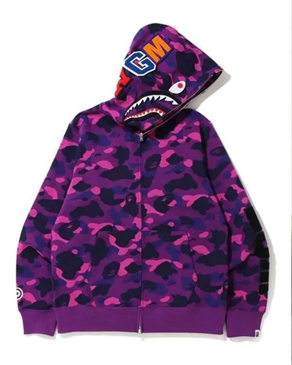 BAPE Camo Shark Full Zip Hoodie Purple - Victoria Jacket