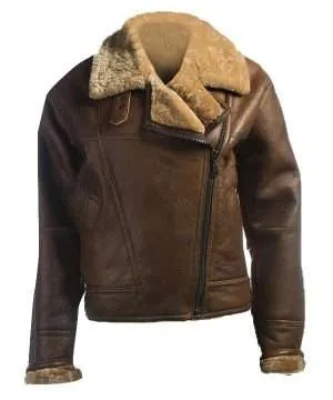 Brown B3 Shearling Leather Jacket For Women