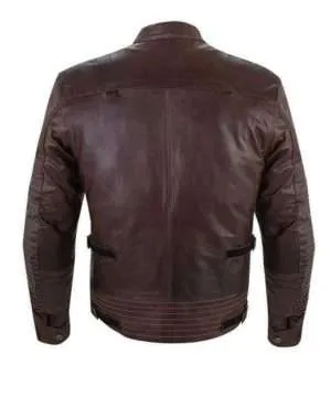 Men’s Snap Tab Brown Leather Biker Jacket