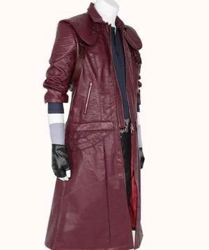 Dante Long Devil May Cry 5 Maroon Leather Coat