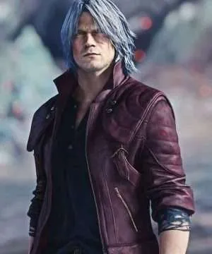 Dante Long Devil May Cry 5 Maroon Leather Coat