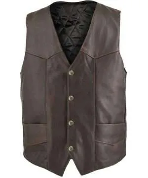 Classic Biker Brown Leather Vest for Men