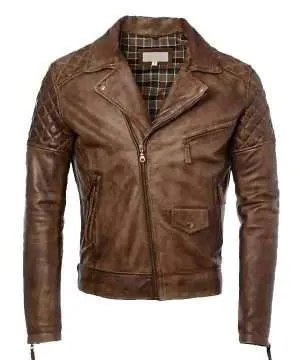 Brando Style Distressed Motorcycle Leather Jacket