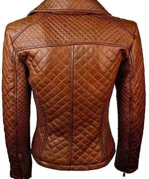 Women Quilted Sheepskin Fashion Leather Jacket