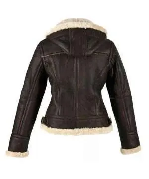 Dark Brown Shearling Leather Jacket Women