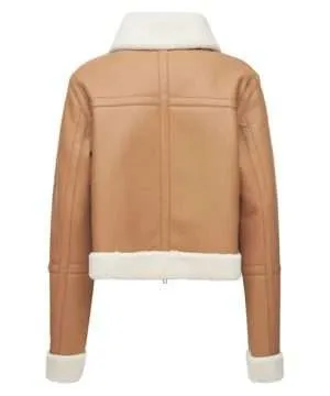 Tan Brown Shearling Leather jacket