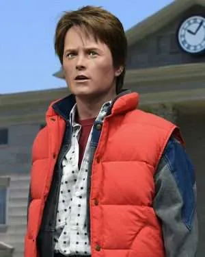 Michael J. Fox Back To The Future Marty Mcfly Puffer Red Vest