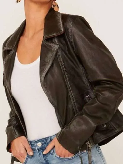 Christy Scatter Star Womens Leather Jacket
