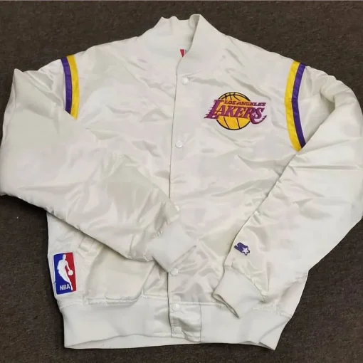 80s LA Lakers NBA Bomber Jacket Satin