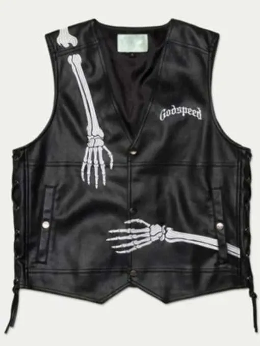 NYC Godspeed ROD Skeleton Black Leather Vest