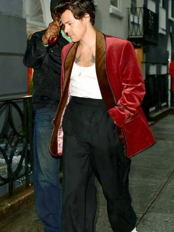 Harry Styles Smoking Red Jacket Victoria Jacket