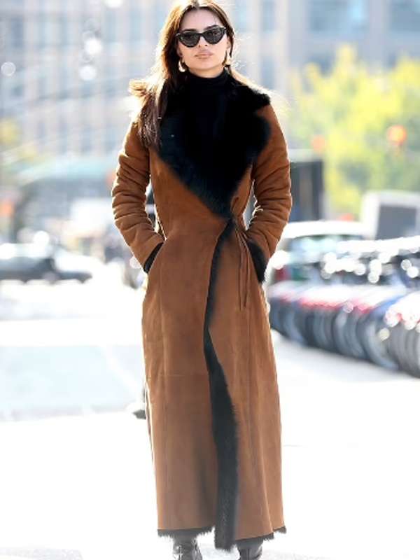 Emily Ratajkowski Brown Coat Victoria Jacket