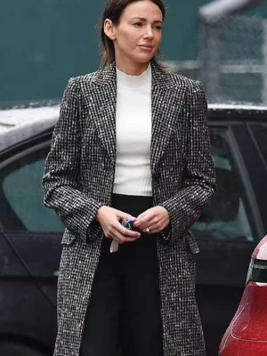 Fool Me Once 2024 Michelle Keegan Black Checkered Coat