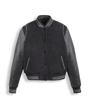 Black Varsity Leather Bomber Jacket Black Varsity Leather Bomber Jacket