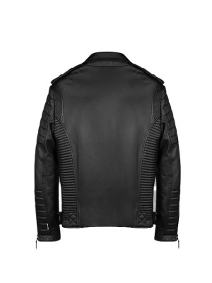 Mens Vintage Biker Leather Jacket Black