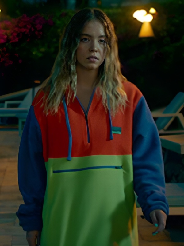 The White Lotus S03 Sydney Sweeney Color-Block Hoodie Sydney Sweeney TV-Series The White Lotus S03 Olivia Mossbacher Colorblock Hoodie