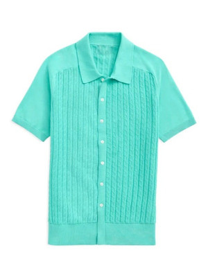 Patrick Schwarzenegger The White Lotus S03 Saxon Ratliff Blue Polo Shirt