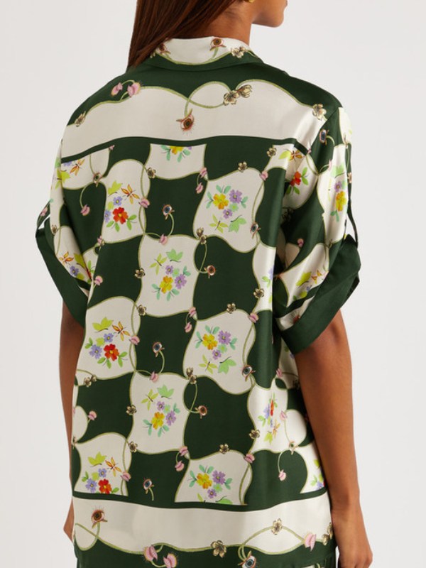 Leslie Bibb The White Lotus Kate Printed Silk-Twill Shirt Leslie Bibb The White Lotus Kate Printed Silk-Twill Shirt