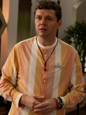 Christian Friedel The White Lotus S03 Fabian Striped Shirt