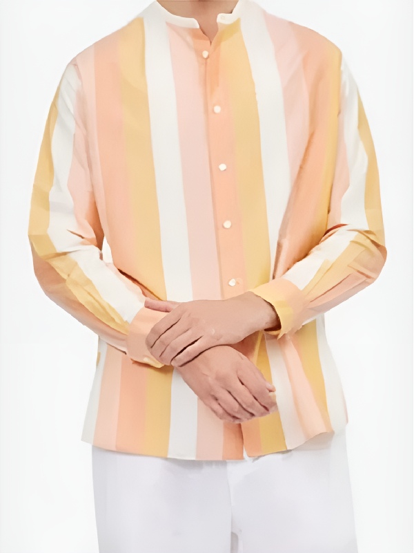 Christian Friedel The White Lotus S03 Fabian Orange Striped Shirt The White Lotus S03 Christian Friedel Orange Striped Shirt