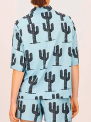 The White Lotus S3 Leslie Bibb Cactus Print Shorts Set