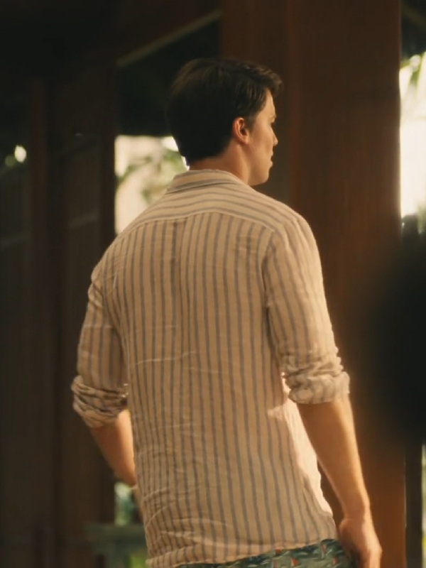Patrick Schwarzenegger The White Lotus S03 Saxon Ratliff Striped Shirt Patrick Schwarzenegger The White Lotus Saxon Ratliff Striped Shirt
