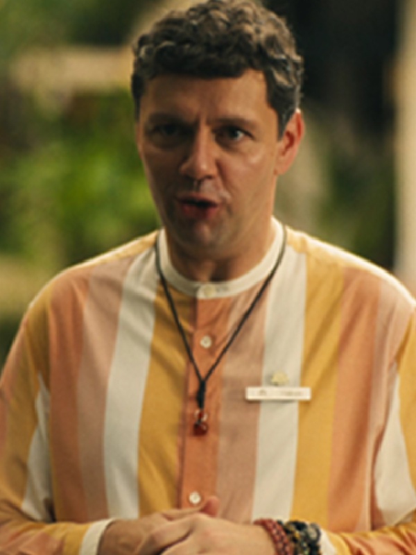 The White Lotus S03 Christian Friedel Orange Striped Shirt Christian Friedel The White Lotus Fabian Orange Striped Shirt