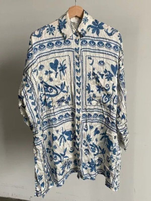 The White Lotus S3 Parker Posey Printed Mini Shirt Dress