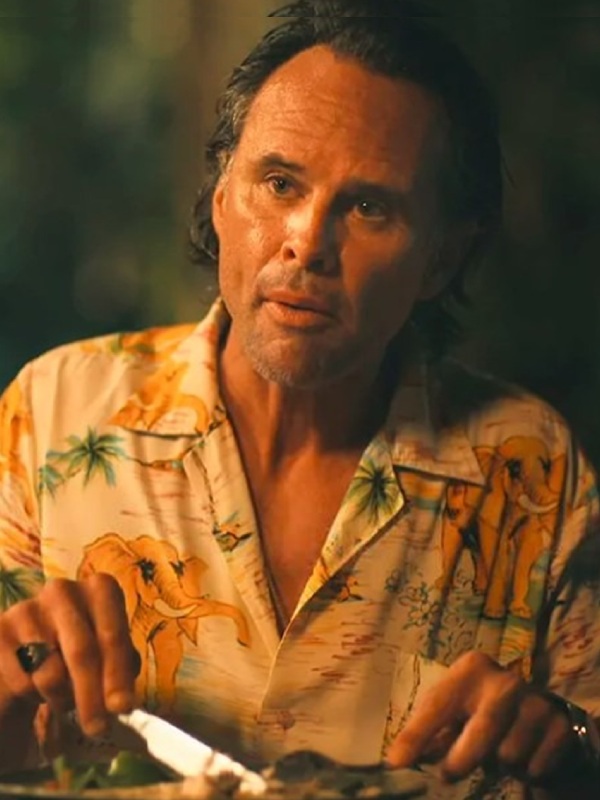 The White Lotus Walton Goggins Elephants Print Shirt Walton Goggins The White Lotus S03 Rick Hatchett Elephants Print Shirt