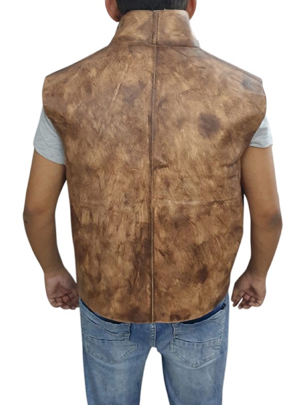 2026 Spaghetti Western Clint Eastwood Brown Leather Vest Spaghetti Western Clint Eastwood Brown Leather Vest