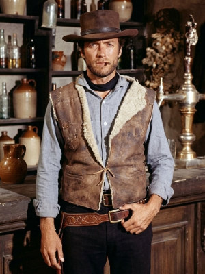 Spaghetti Western Film The Good, The Bad And The Ugly Clint Eastwood Shearling Leather Vest